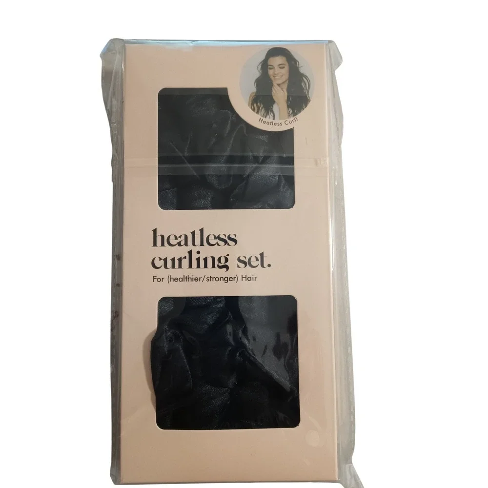 Heatless Curling Set Black Satin No Heat Hair Curler Ribbon‎ and Scrunchies New